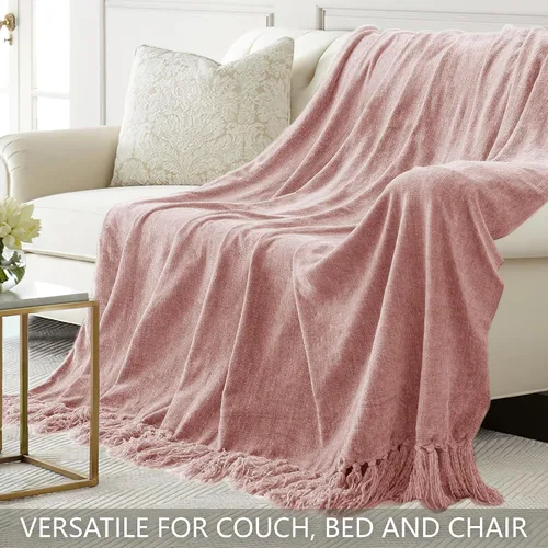 Miniatura 4 de Manta de Chenilla para Sofá 50"X 60", Mantas Suaves y Acogedoras con Flecos con Borlas para Cama Sofá Silla Cubierta, Mantas Decorativas Bohemias