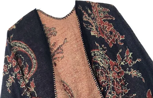 Miniatura 113 de Urban CoCo Poncho de colores para mujer, chal con frente abierto, color en bloques