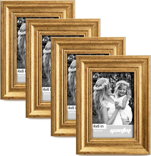 Miniatura 19 de Yaetm - Juego de 4 marcos de fotos de 4 x 6 pulgadas, moldura de 3,5 cm de ancho y marcos de fotos color marrón oscuro con vidrio templado HD