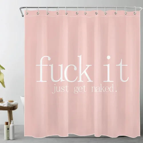 Miniatura 10 de LB Fuck It Get Naked - Cortina de ducha pequeña de 48 x 68 pulgadas, forro de cortina de ducha en blanco y negro, cortina de ducha estrecha