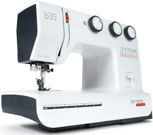 Miniatura 2 de Bernette Máquina de coser B35 de diseño suizo con 23 puntadas, 7 pies prensatelas, ojal automático, acolchado, construcción resistente, luz LED
