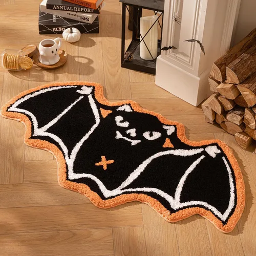 Miniatura 5 de Ashler - Alfombra de baño de murciélago de Halloween, alfombra de baño para decoración de Halloween, alfombras de área góticas, alfombras