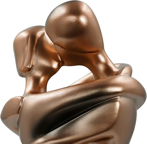 Miniatura 5 de DreamsEden Escultura romántica para pareja, estatua de arte de resina con acabado de bronce para aniversario de boda, día de San Valentín