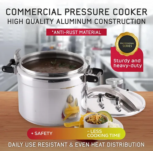 Miniatura 8 de Universal Olla a presión de aluminio (extra grande) de 53 cuartos de galón para uso profesional, grado comercial, 2 válvulas de seguridad, asas