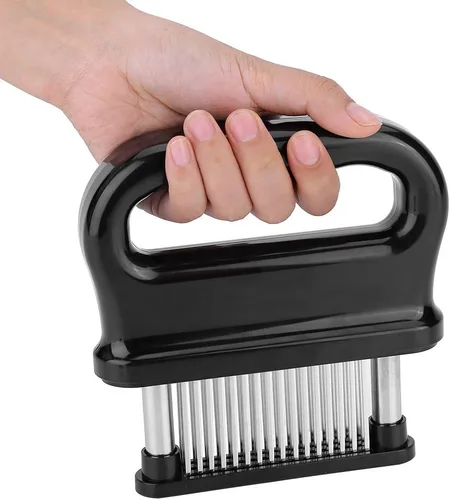 Miniatura 8 de Herramienta ablandadora de carne con 48 hojas de aguja ultra afiladas de acero inoxidable para ablandar carne, carne de res con cepillo de limpieza