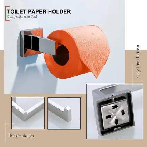 Miniatura 3 de Juego de 4 piezas de accesorios de baño cromados para toallas de baño, juego de accesorios de baño de acero inoxidable montado en la pared, cromo