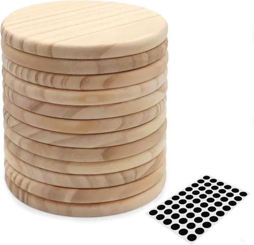 Miniatura 11 de 12 posavasos cuadrados de madera sin terminar, 4 pulgadas, posavasos de madera en blanco para manualidades con puntos de silicona antideslizantes