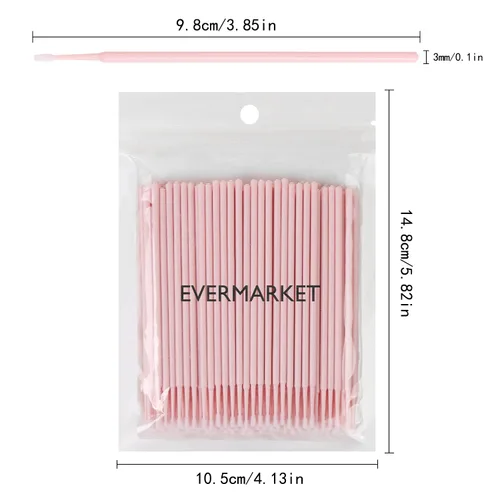 Miniatura 2 de EVERMARKET Micro hisopos para extensiones de pestañas, 200 microaplicadores desechables para maquillaje, microswabs de 0.079 pulgadas