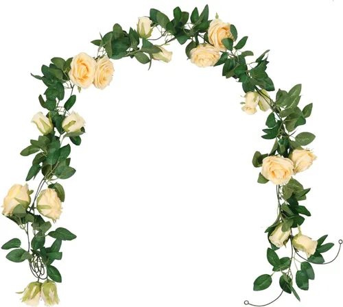 Miniatura 3 de SHACOS - Guirnaldas de rosas artificiales para colgar con hojas y flores para uso en el hogar, bodas, fiestas