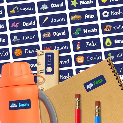Miniatura 8 de 128 etiquetas adhesivas de nombre personalizadas para guardería, etiquetas de nombre impermeables personalizadas para niños, suministros escolares