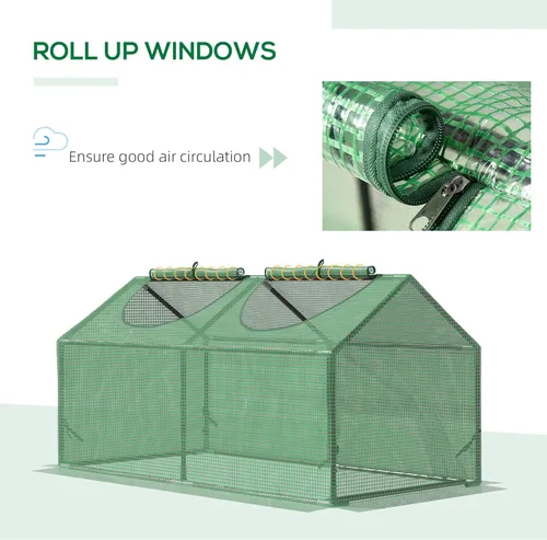 Miniatura 4 de Outsunny Mini invernadero portátil de 4 x 2 x 2 pies, pequeña casa verde con cubierta de polietileno, ventanas enrollables con cremallera