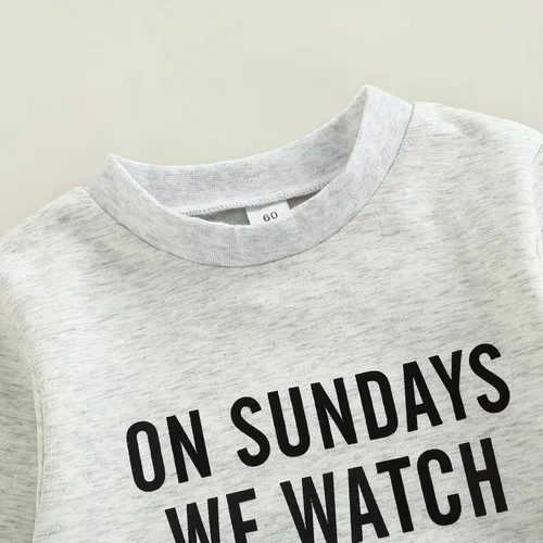 Miniatura 3 de Muasaaluxi Ropa para bebé recién nacido, niñas y niños, los domingos, con texto en inglés We Watch Football with DaddyMom, sudadera para el otoño