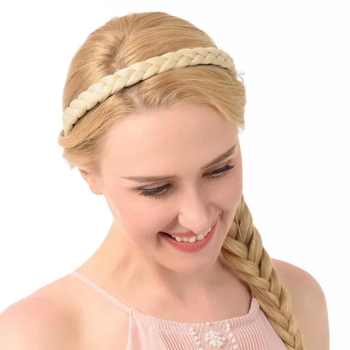 Miniatura 5 de Ancho de 1.5 cm Banda de pelo sintético trenzada estrecha con dientes para mujeres y niñas (Negro)