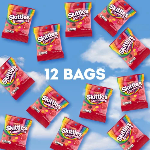 Miniatura 5 de SKITTLES Gummies Original Fruity Gummy Candy, bolsas de 4.2 onzas, paquete a granel de 12 snacks