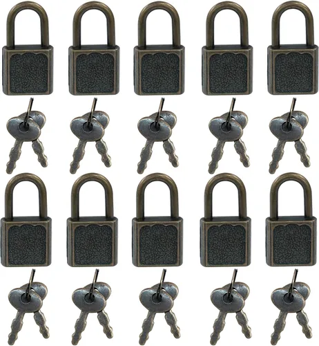 Miniatura 6 de Litoexpe 10 cerraduras pequeñas para equipaje pequeño con llaves, candado pequeño de metal, equipaje sólido para decoración de cajas de joyería Negro