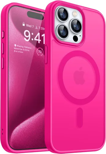 Miniatura 40 de CANSHN Funda magnética para iPhone 15 [compatible con MagSafe y probada contra caídas de grado MIL], funda delgada translúcida mate, antiarañazos, a