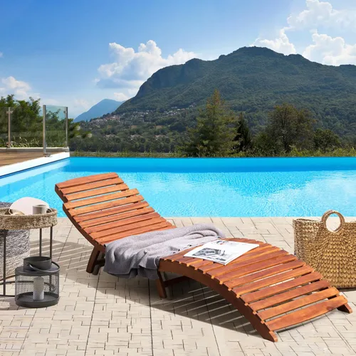 Devoko Tumbona para patio, piscina, para exteriores, plegable, de madera, para exteriores, impermeable, 1 pieza
