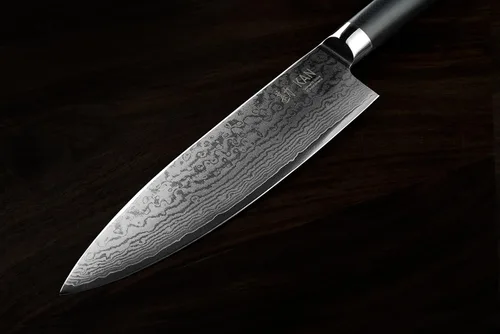 Miniatura 2 de KAN Cuchillo de chef profesional Core VG-10 de 8 pulgadas, 67 capas de Damasco ambidiestro (hoja japonesa VG-10 no martillada, mango de ébano)