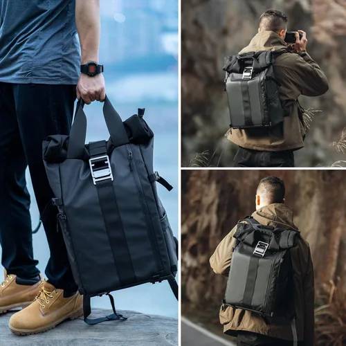 Miniatura 5 de Mochila impermeable para cámara Besnfoto con compartimento para laptop para fotógrafo DSLR SLR sin espejo y cubierta para la lluvia Negro