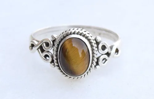 Miniatura 2 de Avicrafts Anillo de plata de ley 925 con piedra de ojo de tigre para mujer, hecho a mano, joyería de Navidad, regalo para ella