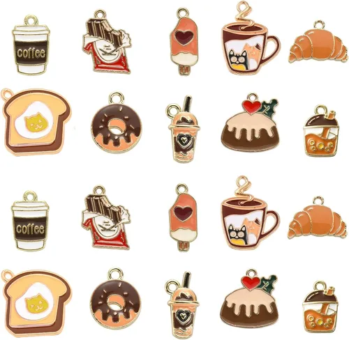 Miniatura 17 de Encantos de esmalte de postre de comida de caramelo piruleta, Metal