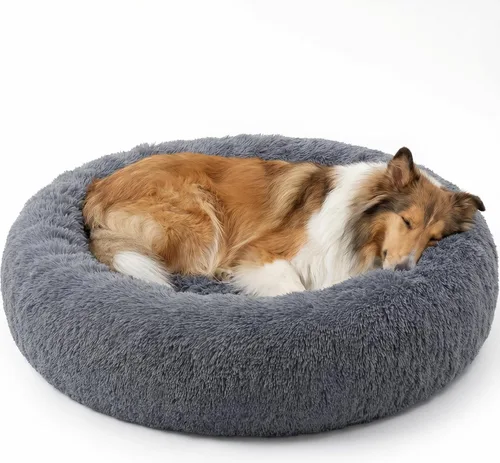 Miniatura 24 de SAVFOX Camas calmantes de felpa para perros, cama de perro de dona para perros pequeños, tamaño mediano, grande y extragrande, cómoda cama para Beige