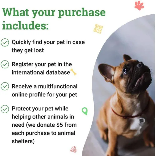 Miniatura 4 de Etiqueta de identificación de mascotas para perros y gatos con pasaporte QR, sistema de búsqueda global de mascotas perdidas, etiqueta