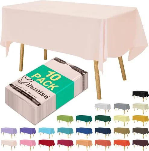 Miniatura 118 de Paquete de 3 manteles de plástico desechables de 54 x 108 pulgadas, manteles de color blanco hueso, manteles de fiesta nupcial para fiestas
