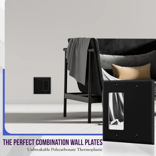 Miniatura 3 de ENERLITES Combination Decorator - Placa de pared basculante y salida en blanco, tamaño estándar, cubierta de interruptor de luz de 2 cuadras, 4.50 x