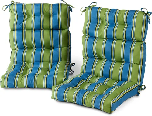 Miniatura 27 de Cojines para silla de respaldo alto para exteriores, diseño de asiento y respaldo con bisagras de una pieza, reversibles con 4 lazos, tela