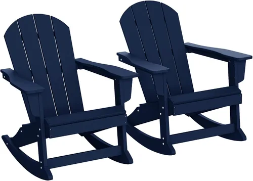 Miniatura 210 de WestinTrends Silla mecedora Malibu de poliéster para exterior/patio Adirondack, Negra