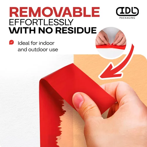 Miniatura 4 de IDL Packaging Cinta de estuco roja de 2 pulgadas x 60 yardas, 1 rollo, resistente, borde liso, unión de 60 días de larga duración, no deja rastros