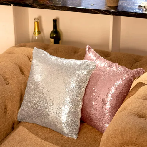 Miniatura 7 de 4 fundas de almohada de lentejuelas y esponjosas de piel sintética de 18 x 18 pulgadas, fundas de almohada decorativas con purpurina para sofá