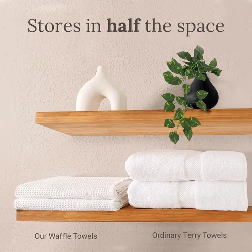 Miniatura 5 de GILDEN TREE Sábana de Baño Waffle Toallas de Baño Grandes de Secado Rápido Toallas Corporales Delgadas, Toallas de Baño Extragrandes de 40x80 Espuma