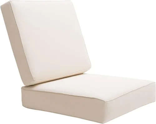 Juego de cojines de asiento para exteriores para muebles de patio, cojines gruesos resistentes a la intemperie, 25.6 pulgadas de ancho x 25.6 Blanco