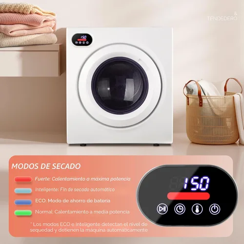 Miniatura 3 de EUHOMY Secadora portátil con manguera de escape, cuatro funciones de secado, seca hasta 9 libras de ropa, mini secadora de 1400 W con revestimiento