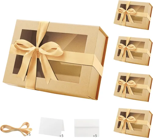 Miniatura 41 de PACKQUEEN 5 cajas de regalo negras grandes con ventanas, 13.5 x 9 x 4.1 pulgadas, cajas de regalo con ventanas transparentes para regalos que