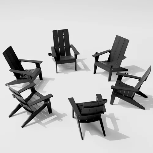 Miniatura 26 de MXIMU Silla Adirondack moderna resistente a la intemperie con portavasos, sillas de gran tamaño para hogueras Adorondic de plástico al aire libre