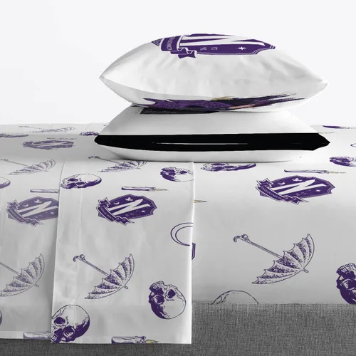 Miniatura 3 de Jay Franco Wednesday Addams - Juego de edredón tamaño Queen, ropa de cama de 7 piezas, incluye juego de sábanas y fundas de almohada, ropa de cama
