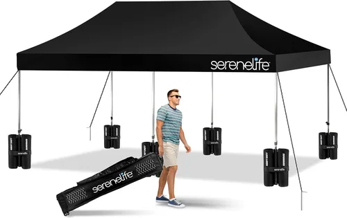Miniatura 11 de SereneLife - Tienda de campaña desplegable de 10 x 20 pulgadas, toldo plegable, con parte superior de tienda impermeable, bolsa de transporte Blanco