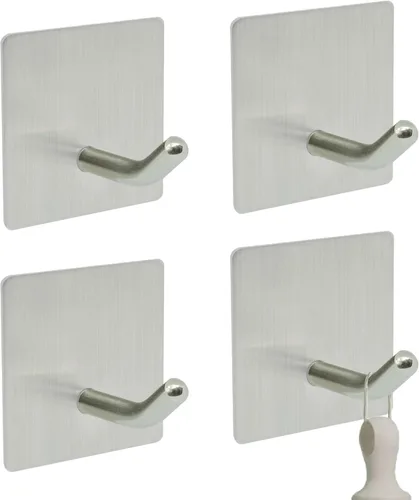 Ganchos autoadhesivos, ganchos de pared de acero inoxidable resistentes, ganchos para toallas para colgar batas, duchas, abrigos y sombreros en