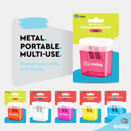 Miniatura 4 de Sacapuntas manual de doble agujero, color rosa, sacapuntas de lápices jumbo con tapa y contenedor, sacapuntas de mano para lápices grandes
