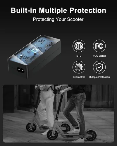 Miniatura 5 de VHBW Cargador de scooter eléctrico de 42 V 2 A con 5 enchufes, compatible con Gotrax, Jetson, Hover 1, Segway, Ninebot, Hiboy, Bird, Hoverstar