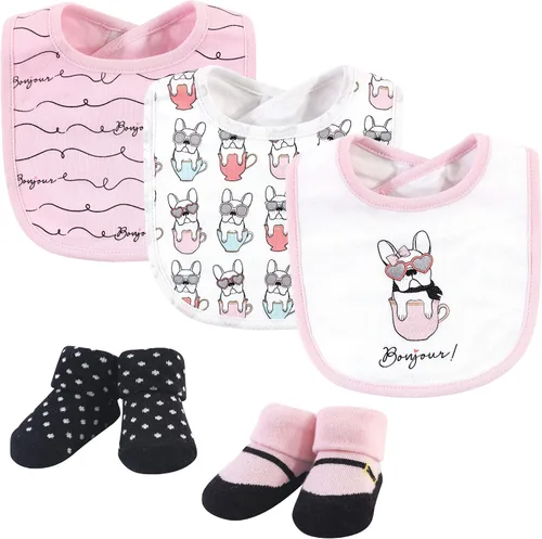 Miniatura 127 de Hudson Baby Conjunto de babero y calcetines unisex de algodón para bebé