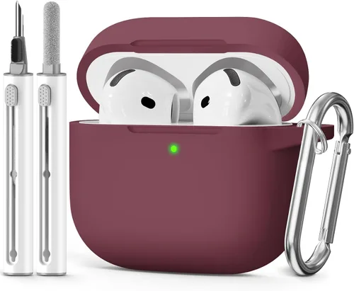 Miniatura 32 de Funda para AirPods 4 2024, viene con kit de limpieza, funda protectora de silicona suave para fundas Apple AirPods de 4ª generación con llavero