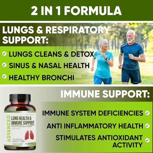 Miniatura 2 de Suplemento de apoyo inmunológico y salud pulmonar – Limpieza y desintoxicación pulmonar con vitaminas inmunitarias para mejores pulmones, defensa