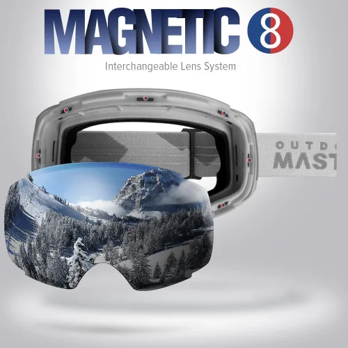 Miniatura 2 de OutdoorMaster Gafas de esquí PRO – sin marco, lente intercambiable, 100% protección UV400, gafas de nieve para hombres y mujeres A1-marco gris
