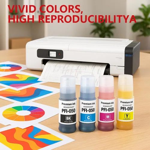 Miniatura 5 de PFI-050 - Depósito de tinta de pigmento de 2.4 fl oz (paquete de 4 unidades, negro cian magenta amarillo) - Lometic PFI-050 PFI050 Cartucho de tinta