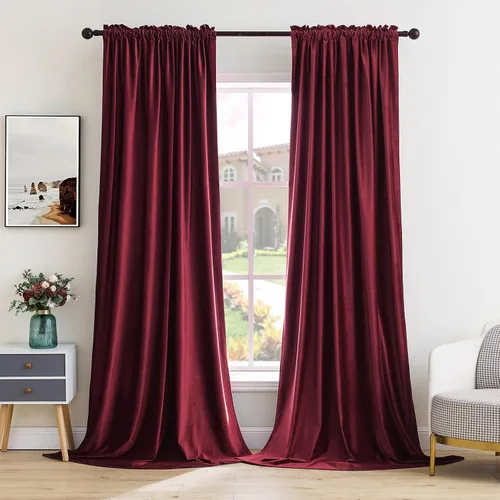 Miniatura 25 de MIULEE - Juego de 2 paneles de cortinas negro opacas y térmicas de terciopelo para la sala de estar y dormitorio, con bolsillo para cortinero, de 63