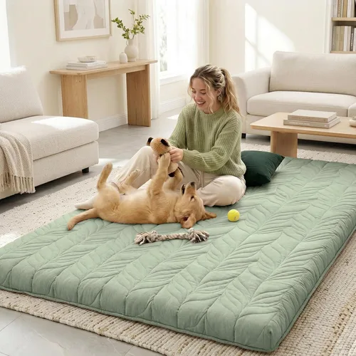 Miniatura 5 de ZonLi Colchón japonés para suelo de futón, tamaño individual, tapete de tatami enrollable, funda lavable, portátil y plegable para dormir